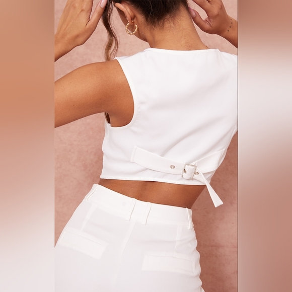 PrettyLittleThing white vest suit coordinates - Picture 2 of 3
